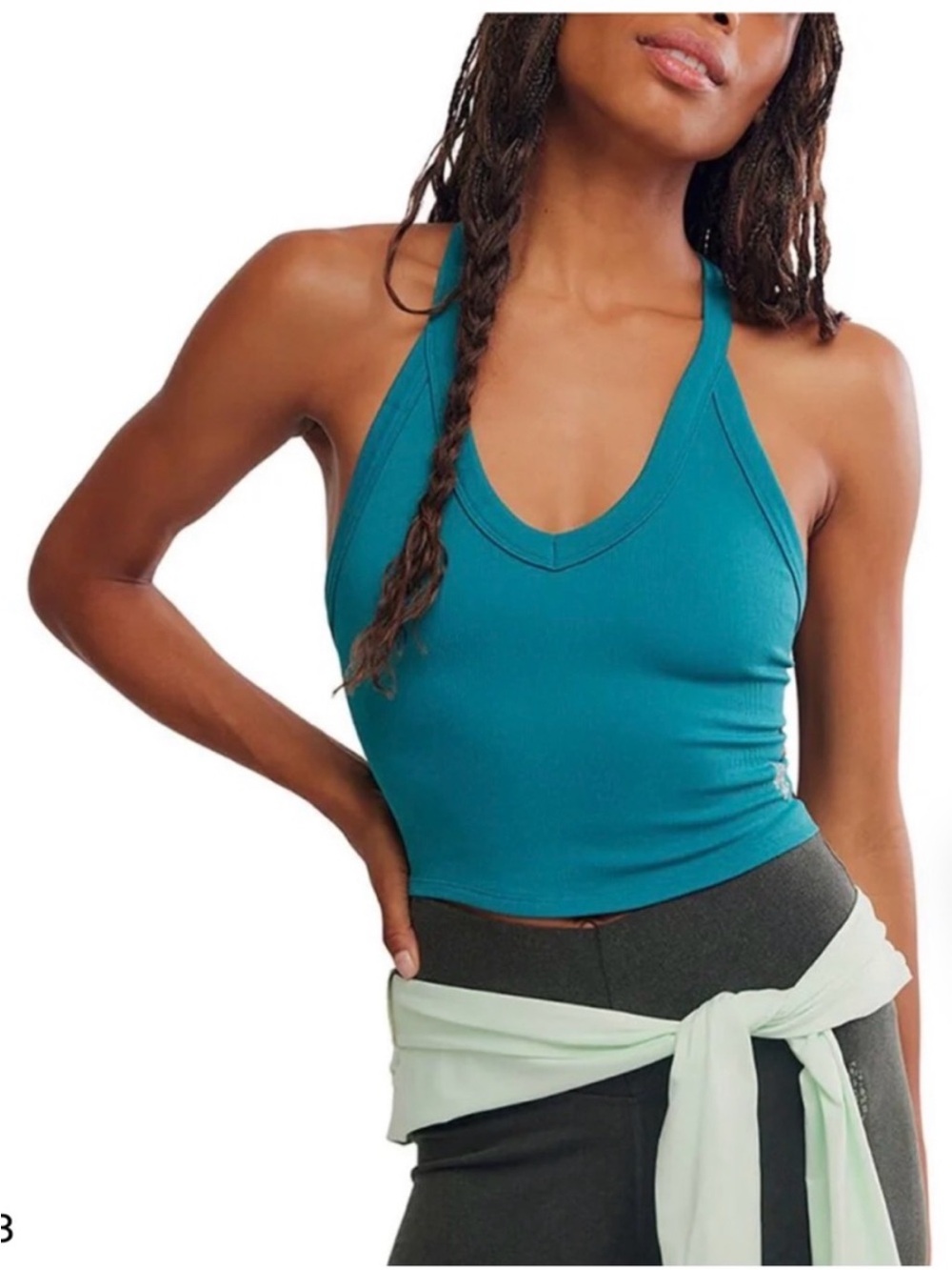 FP Movement by Free People Teal Ribbed Racerback Tank Top